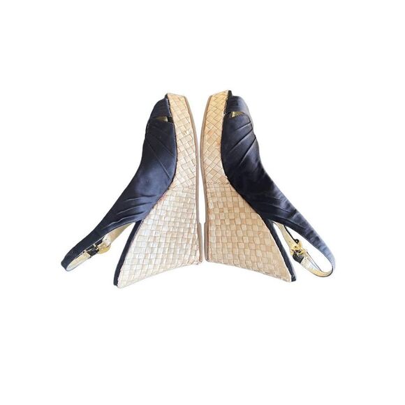 Steve Madden Black Satin Slingback Rope Platform Wedge Size 8 - Picture 6 of 6